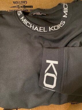 Black Michael Kors Logo Trim Cotton Blend Sweater